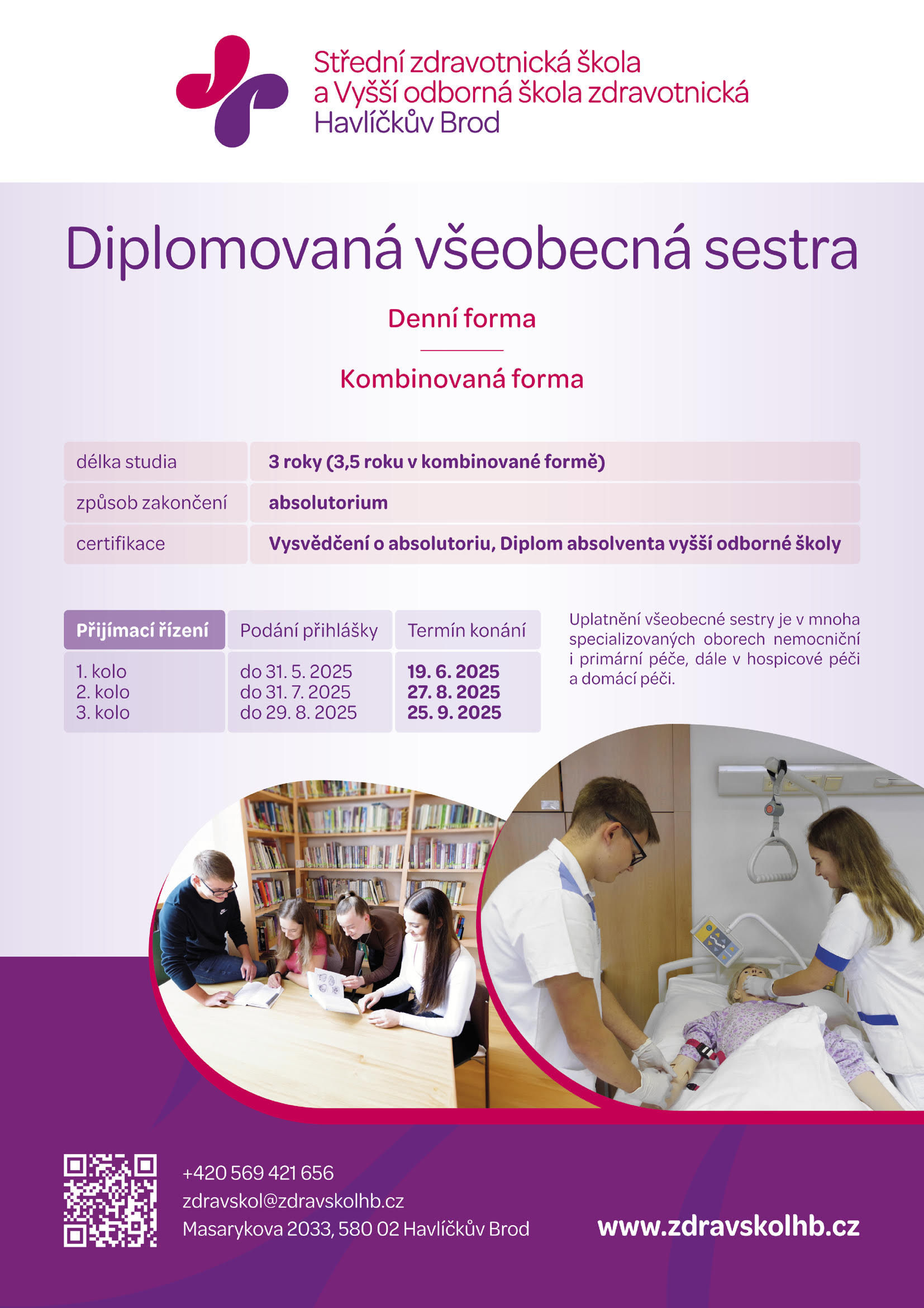 Leták s termíny přijímacího řízení